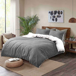 Reversible Duvet Cover Set Grey & White