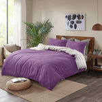 Reversible Duvet Cover Set Purple & Silver