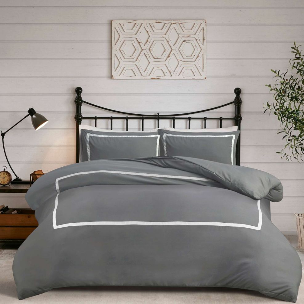 Ribbon Duvet Cover Set Grey