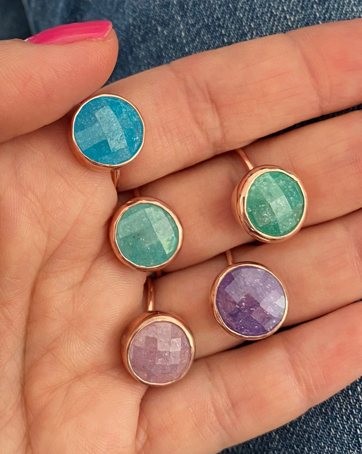 Rings with Round Natural Stones