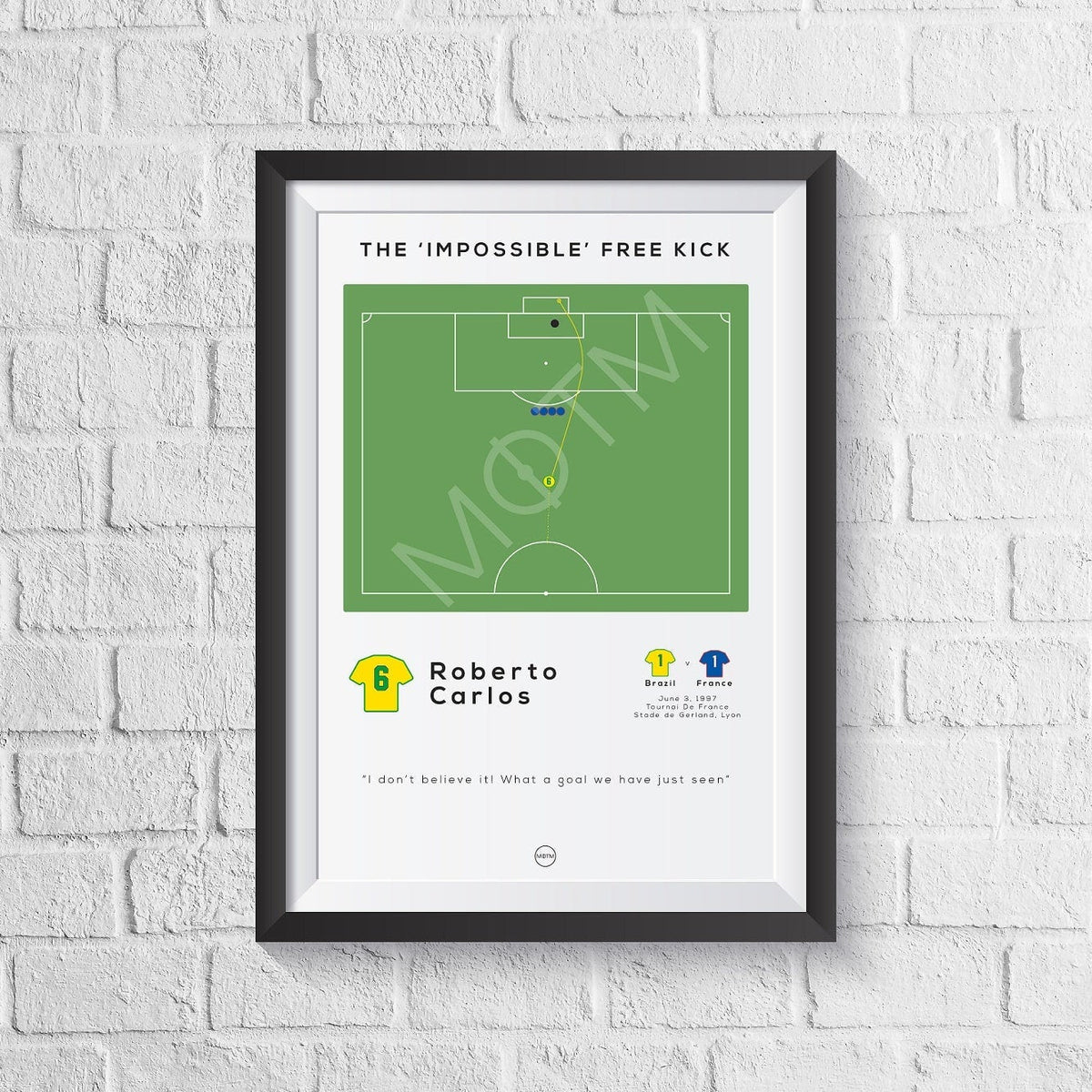 Roberto Carlos The 'Impossible' Free Kick Print A0 - 841mm x 1189mm