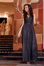 Roco Fashion Brocade Maxi Dress with Tie Back and Envelope Neckline