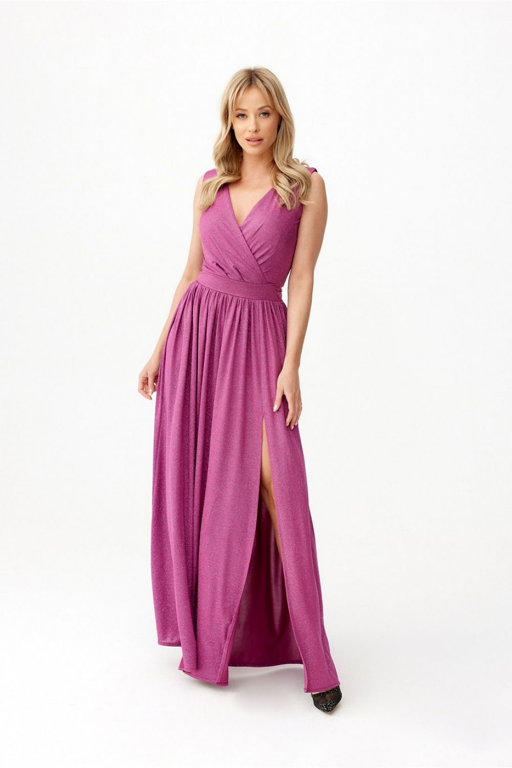 Roco Fashion Brocade Maxi Dress with Tie Back and Envelope Neckline