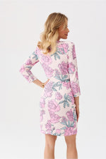Roco Fashion Odetta Floral Print Envelope Neckline Mini Dress