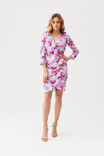 Roco Fashion Odetta Floral Print Envelope Neckline Mini Dress