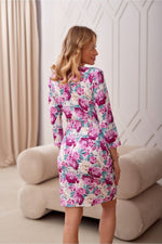 Roco Fashion Odetta Floral Print Envelope Neckline Mini Dress