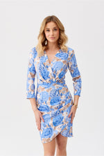 Roco Fashion Odetta Floral Print Envelope Neckline Mini Dress