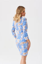 Roco Fashion Odetta Floral Print Envelope Neckline Mini Dress