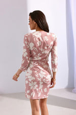 Roco Fashion Odetta Floral Print Envelope Neckline Mini Dress