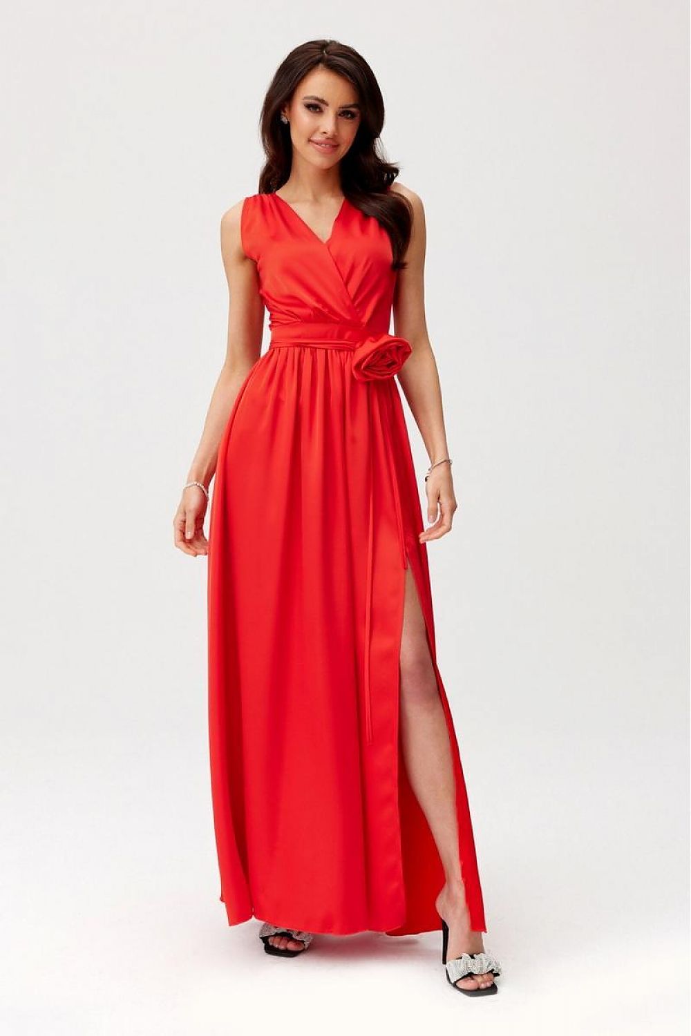 Roco Fashion Paloma Satin Maxi Cocktail Dress with Back Cutout