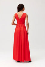 Roco Fashion Paloma Satin Maxi Cocktail Dress with Back Cutout