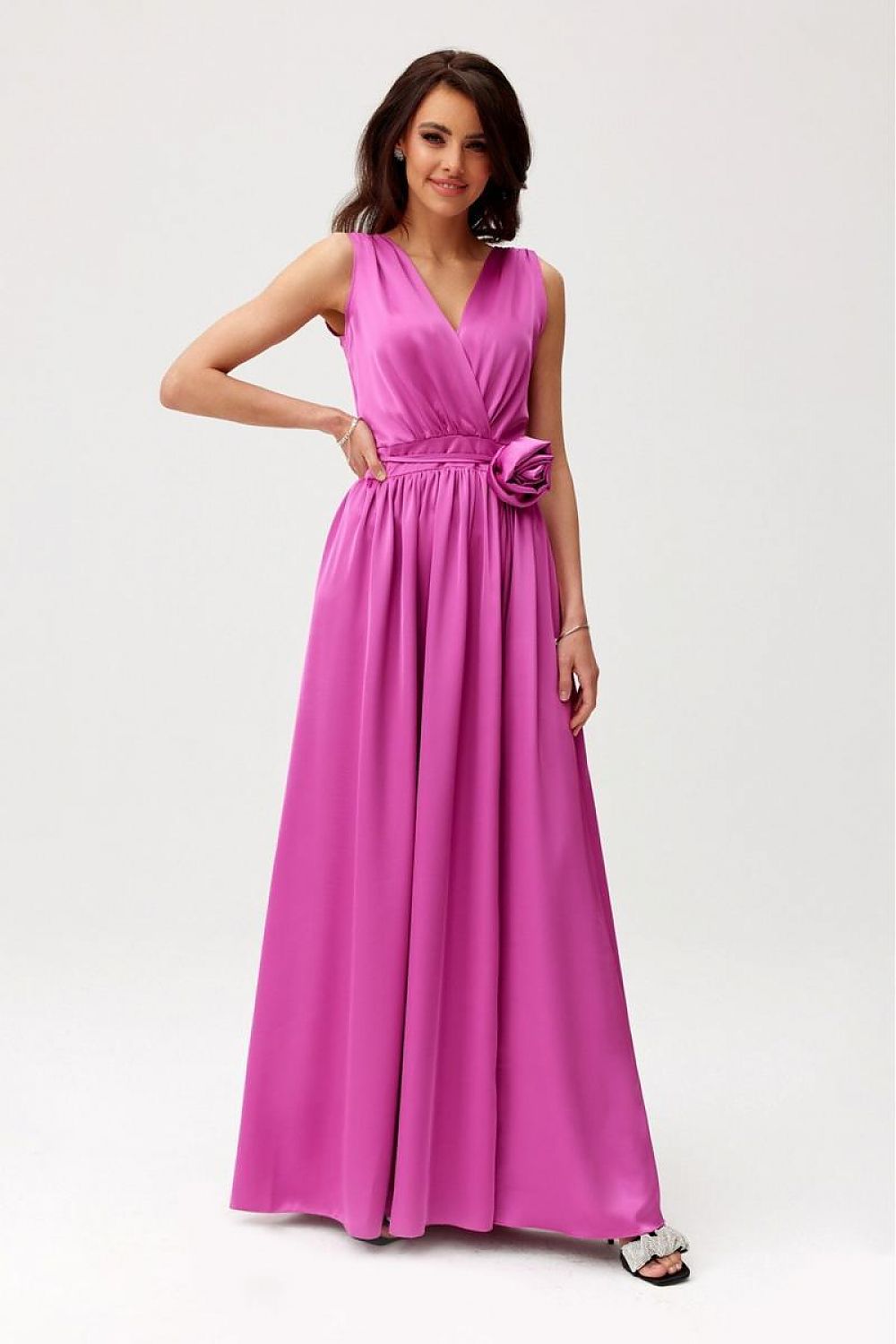 Roco Fashion Paloma Satin Maxi Cocktail Dress with Back Cutout violet 2