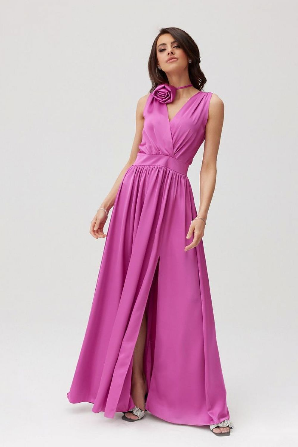 Roco Fashion Paloma Satin Maxi Cocktail Dress with Back Cutout