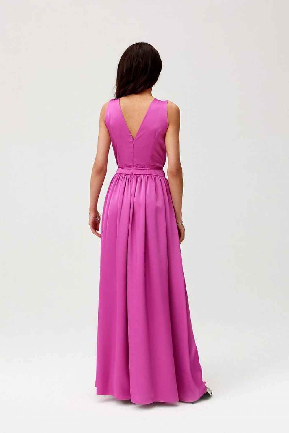 Roco Fashion Paloma Satin Maxi Cocktail Dress with Back Cutout