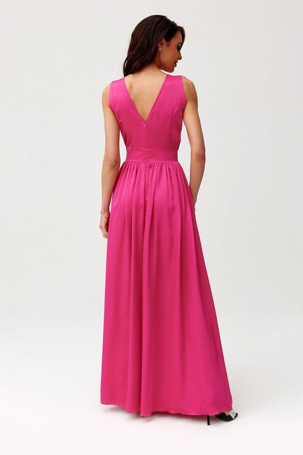 Roco Fashion Paloma Satin Maxi Cocktail Dress with Back Cutout