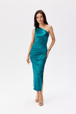 Roco Fashion Satin One-Shoulder Midi Dress