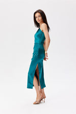 Roco Fashion Satin One-Shoulder Midi Dress