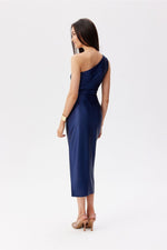 Roco Fashion Satin One-Shoulder Midi Dress