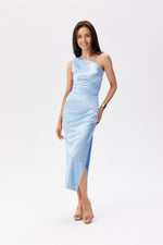 Roco Fashion Satin One-Shoulder Midi Dress