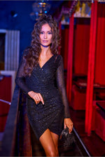 Roco Fashion Sequin Envelope Mini Dress black