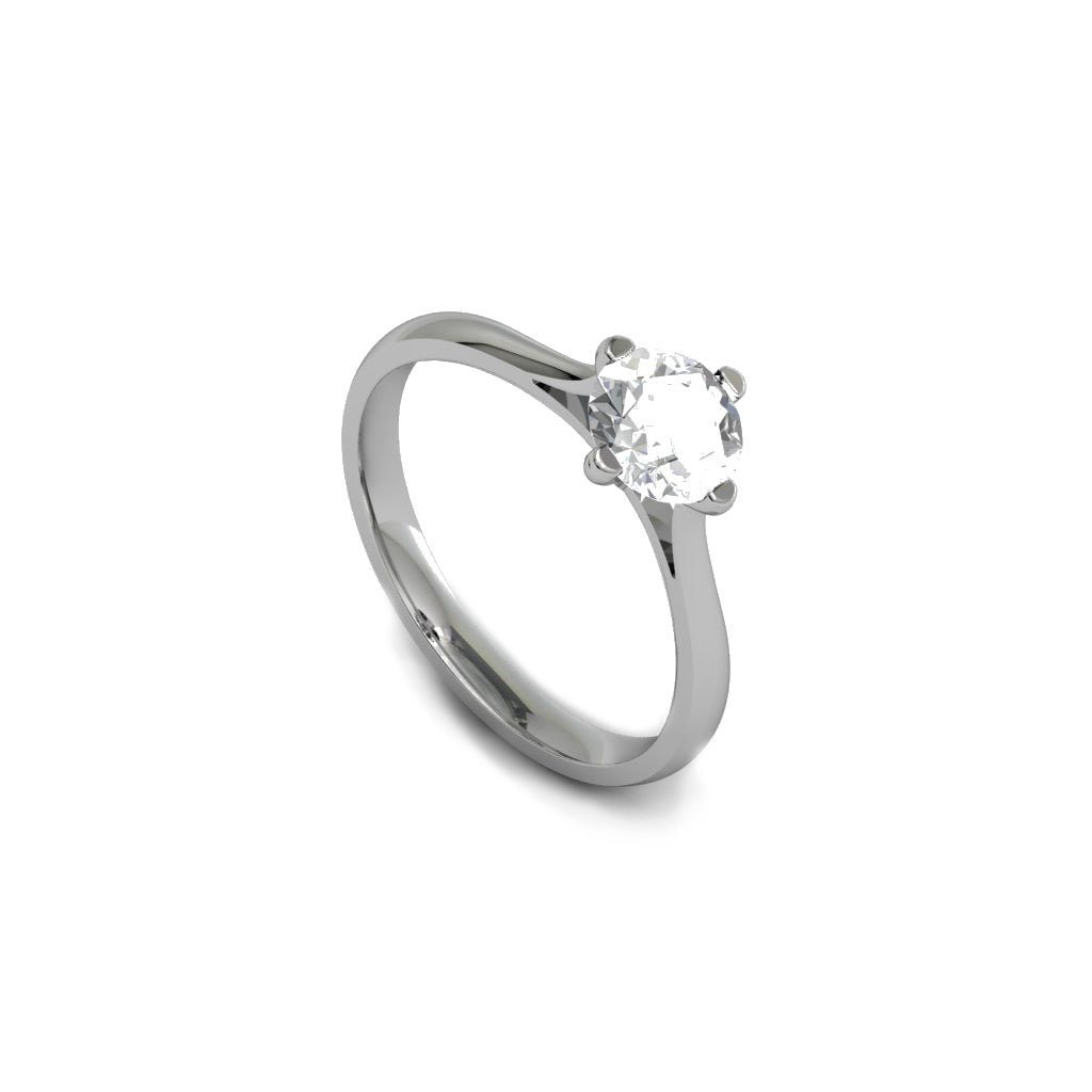 Round/Cushion four claw low rex style ring