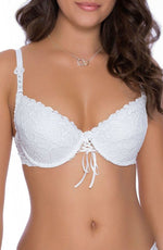Roza Damaris White Push Up Bra with Ribbon Detail