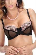 Roza Nefer Soft Cup Bra Black-Salmon Lace