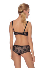 Roza Nefretete Black Lace Soft Cup Satin Ribbon Bra