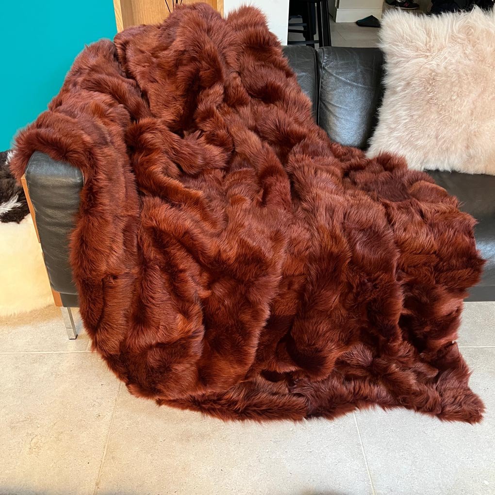 Russet Shearling Throw | Fur Blanket | Sheepskin Rug | JUB2202