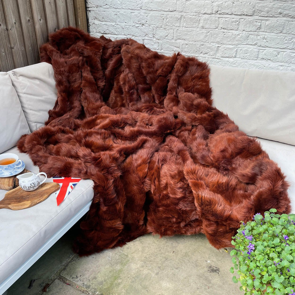 Russet Shearling Throw | Fur Blanket | Sheepskin Rug | JUB2202