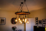 Rustic Industrial Cable Reel Cascade Chandelier