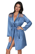 Irall Sapphire Satin Dressing Gown Azure Blue