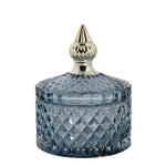 Sea Blue Pressed Glass Jar Small