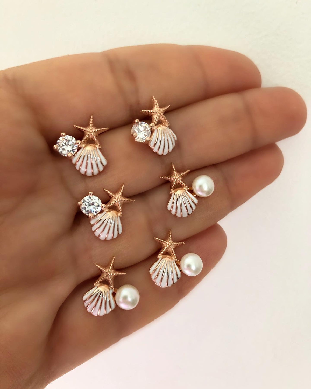 Sea shell studs with pearls