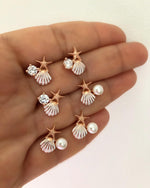 Sea shell studs with pearls