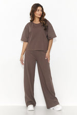 Numinou Comfort Short Sleeve Top & Trousers Loungewear Set brown