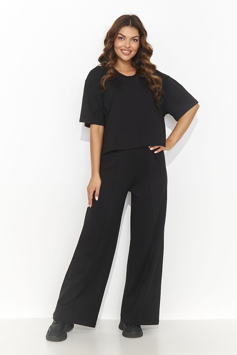 Numinou Comfort Short Sleeve Top & Trousers Loungewear Set black
