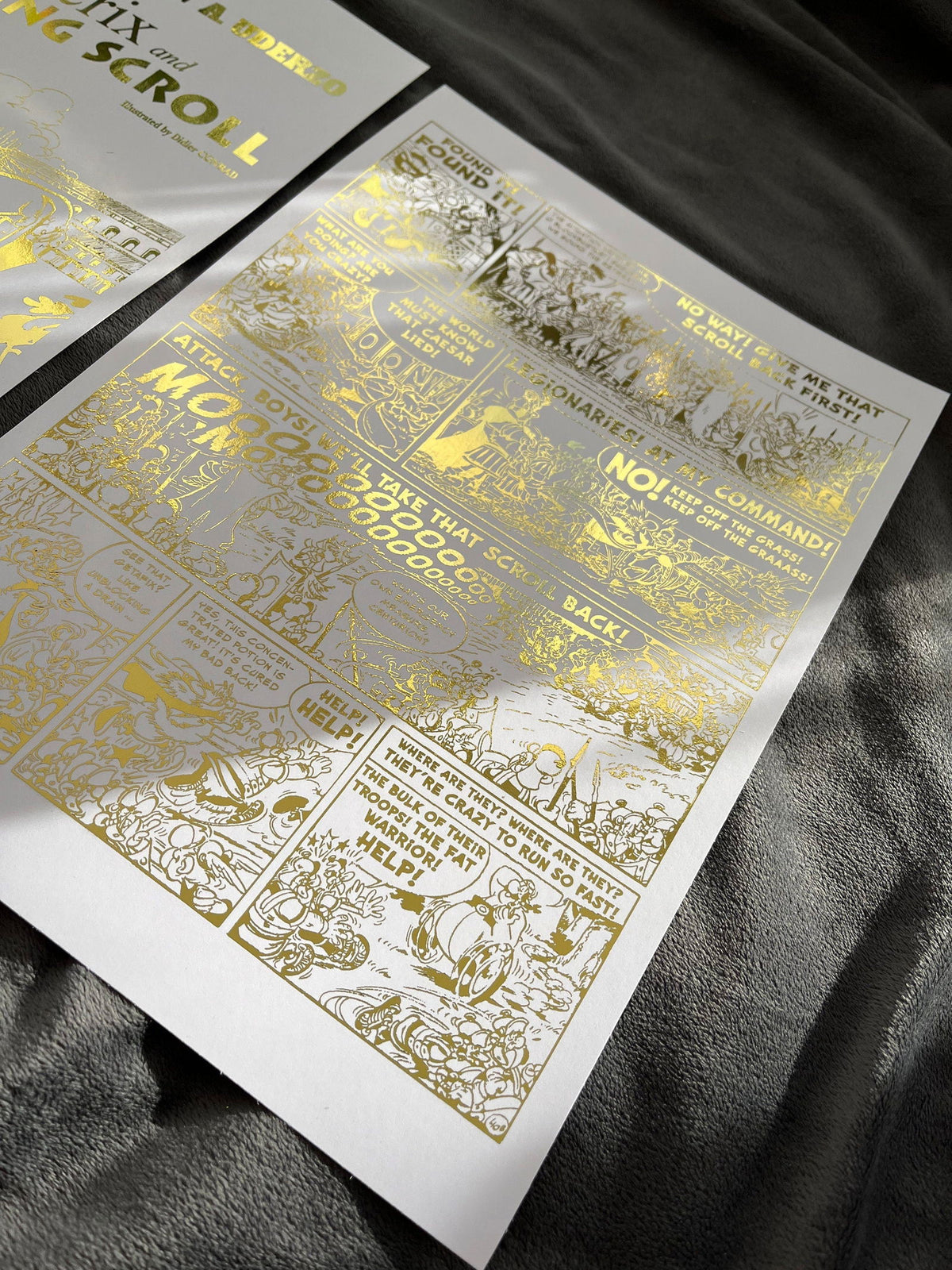 Set of 2 Asterix Comic Cover & Comic Strip Foil Print