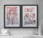 Set of 2 Spider Man Comic Cover & Comic Strip Foil Prints