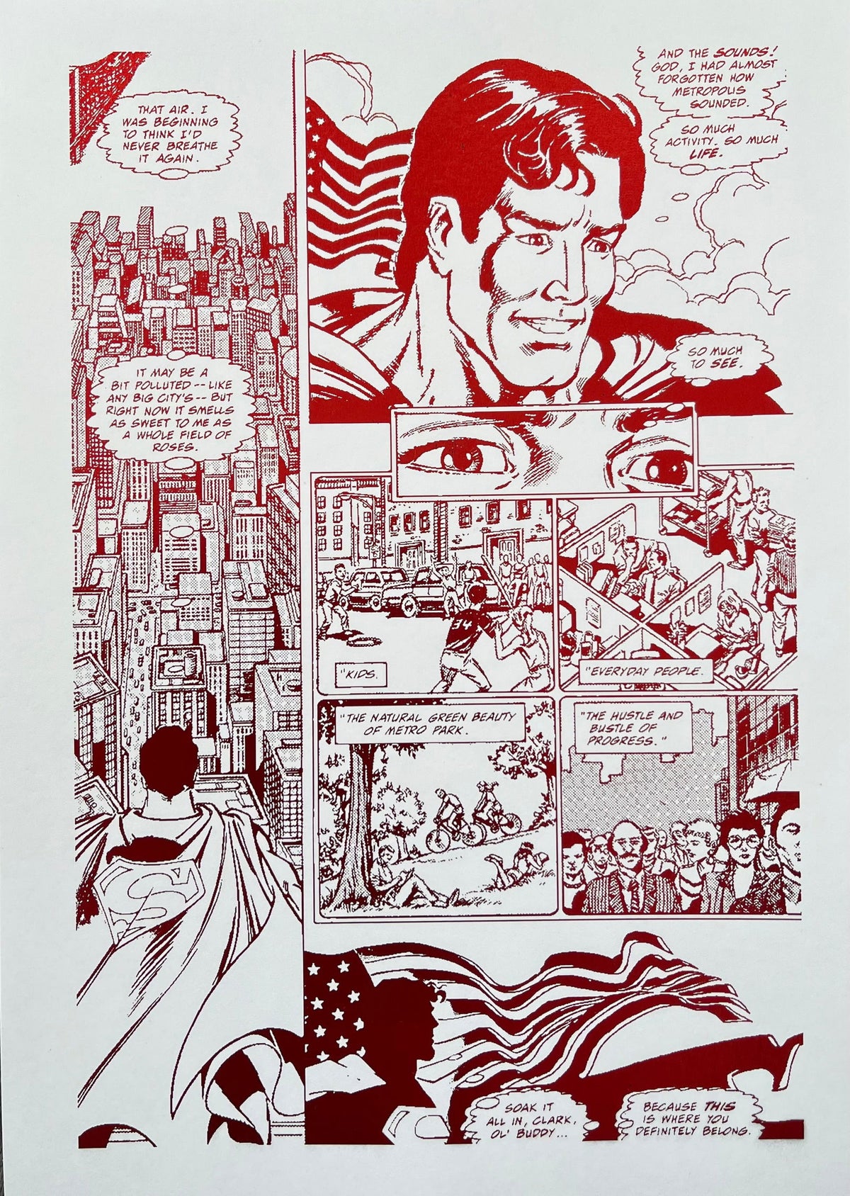 Set of 2 Superman Comic Cover & Comic Strip Foil Prints