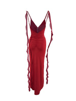 Sexy V-neck Backless Strap Fishtail Evening Fitted Maxi Dress