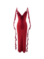 Sexy V-neck Backless Strap Fishtail Evening Fitted Maxi Dress