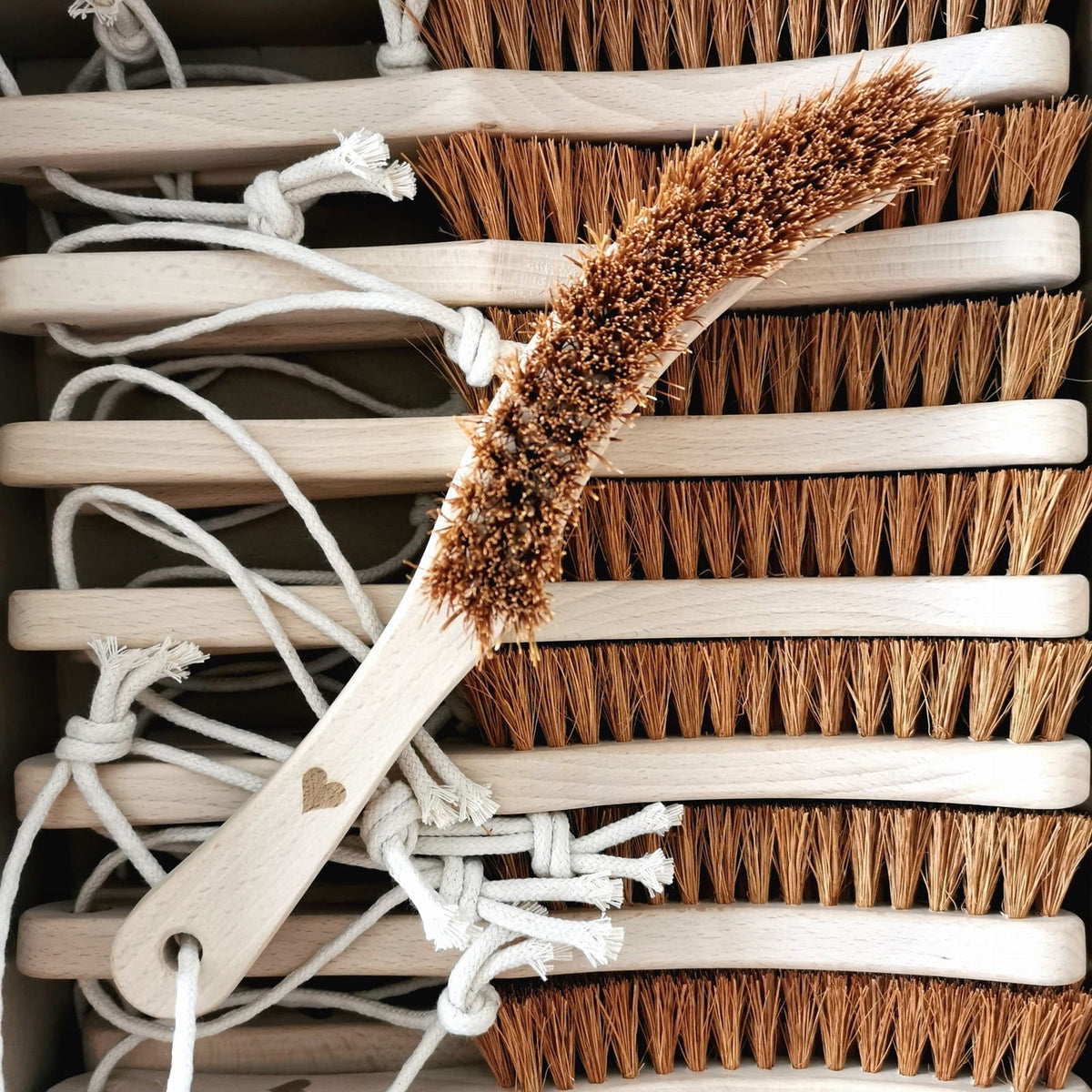 Sharp coconut body brush with a handle