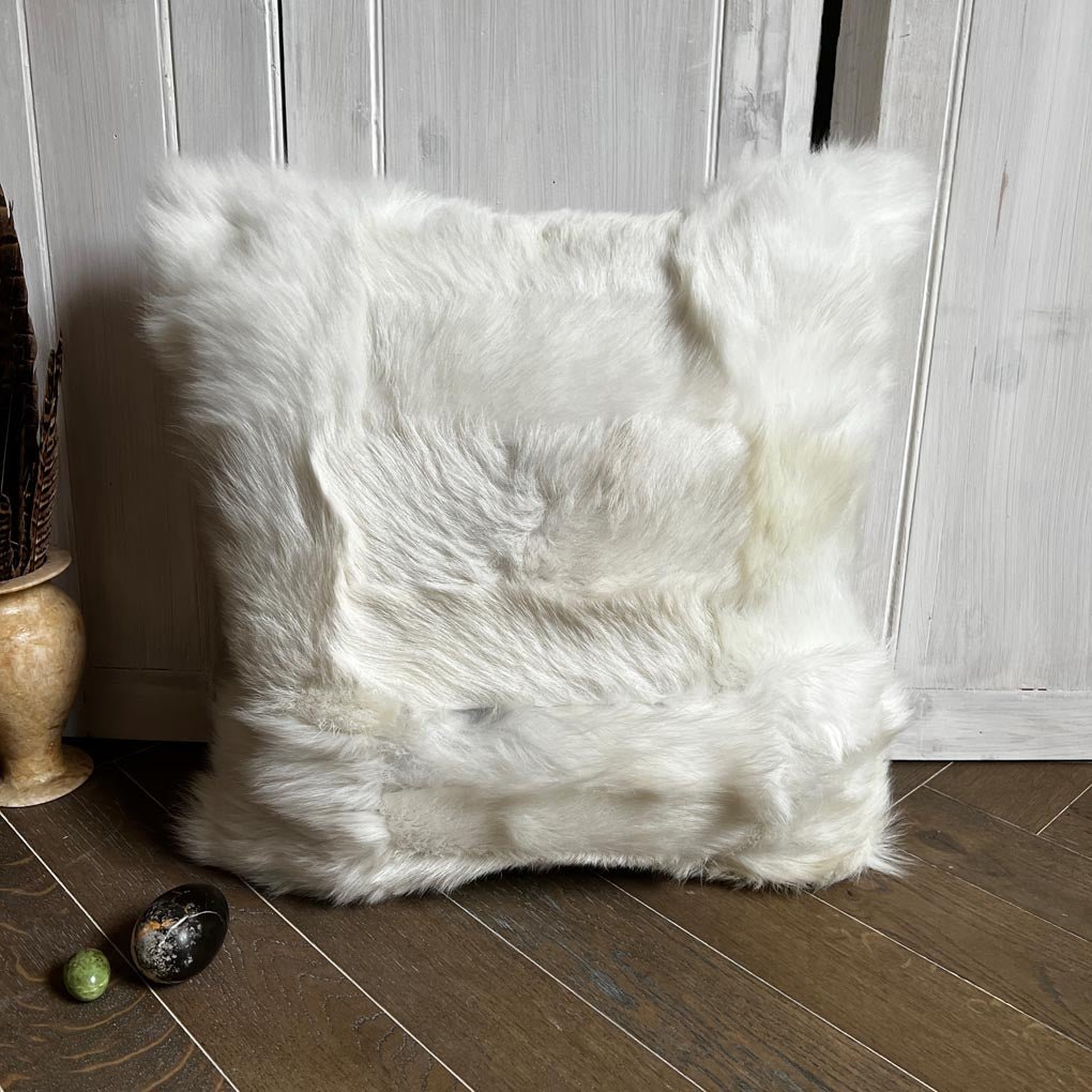 Shearling Cushion Square 45cm Clotted Cream & Cream Velvet