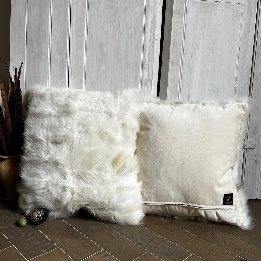 Shearling Cushion Square 45cm Clotted Cream & Cream Velvet