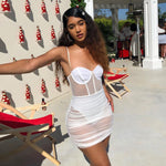 Sheer Mesh Sexy Strappy See-Through Summer Bodycon Dress