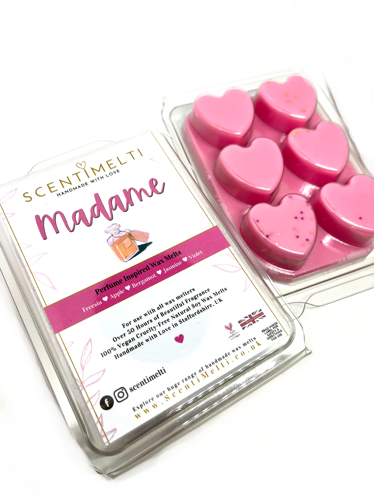 Madame Perfume Heart Clamshell Wax Melts - ScentiMelti  Madame Perfume Heart Clamshell Wax Melts