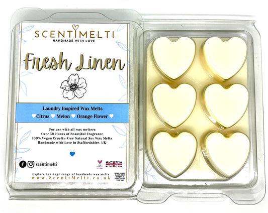 Fresh Linen Heart Clamshell Wax Melts - ScentiMelti  Fresh Linen Heart Clamshell Wax Melts
