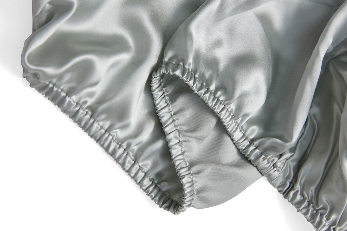 Silk Cotbed Fitted Sheet - Silver Grey