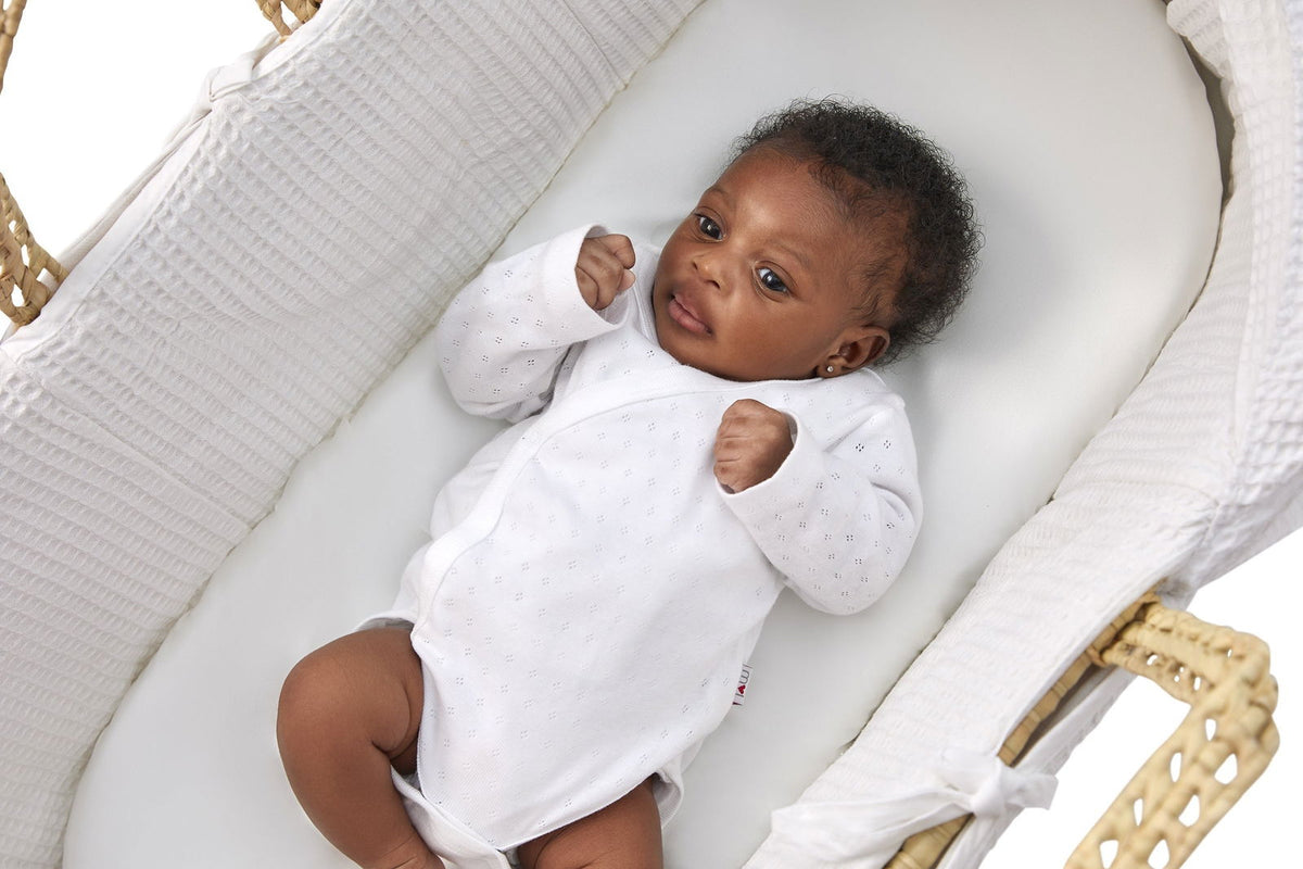 Silk Moses Basket & Carrycot Fitted Sheet - Snow White